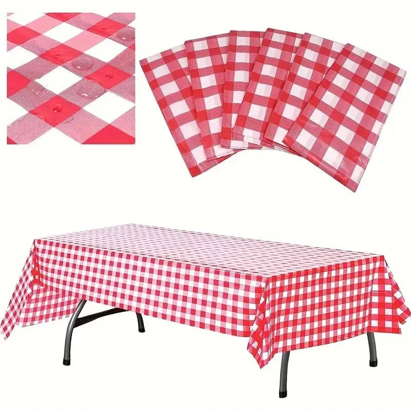 Disposable Checkered Plastic Tablecloth