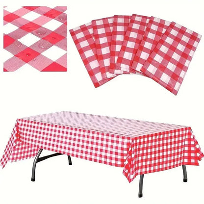 Disposable Checkered Plastic Tablecloth