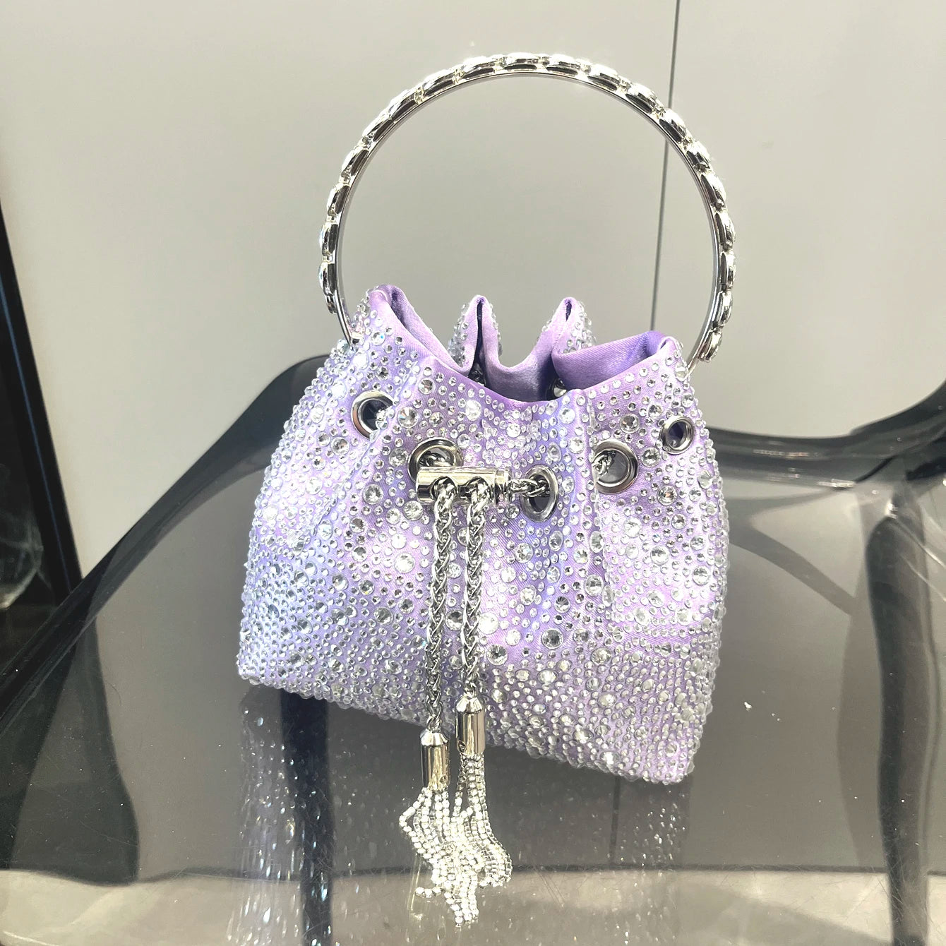 Luxury Rhinestone Bucket Evening Bag