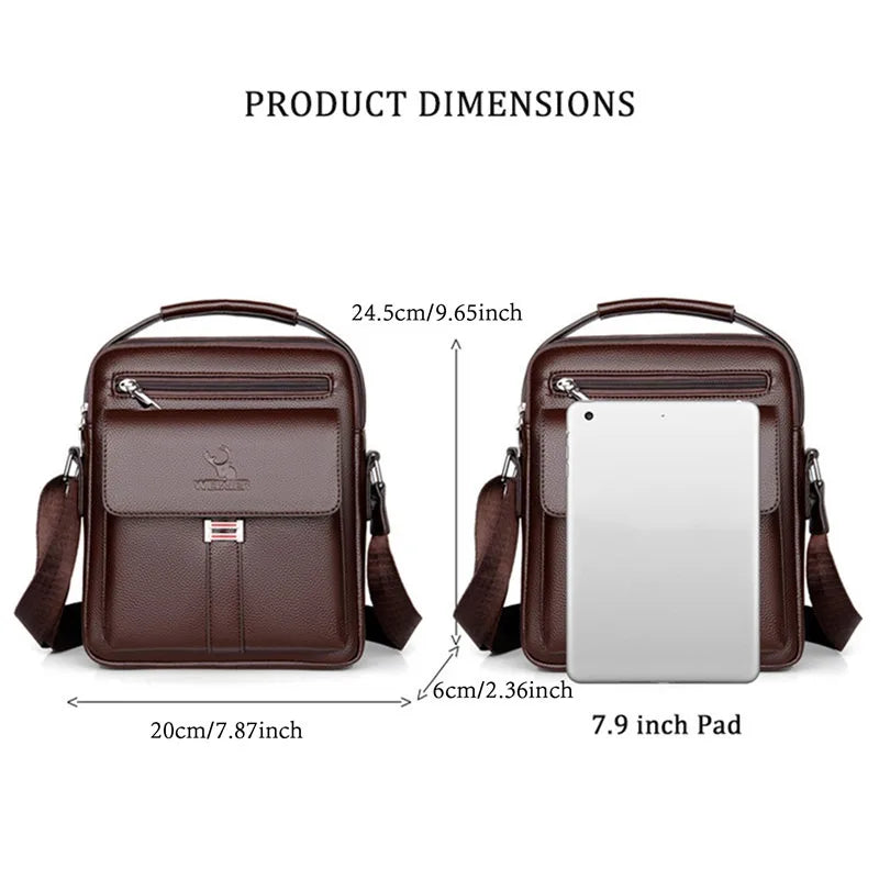 Men's Genuine Leather Crossbody Shoulder Bag