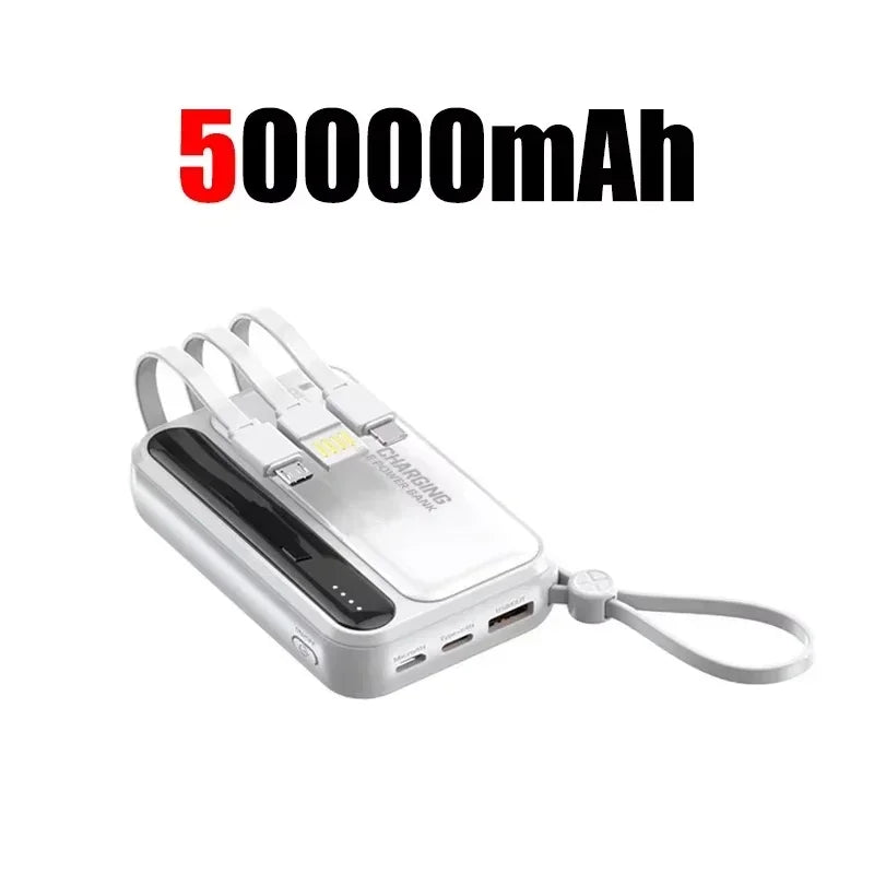 Portable Power Bank with Built-In Charging Cables