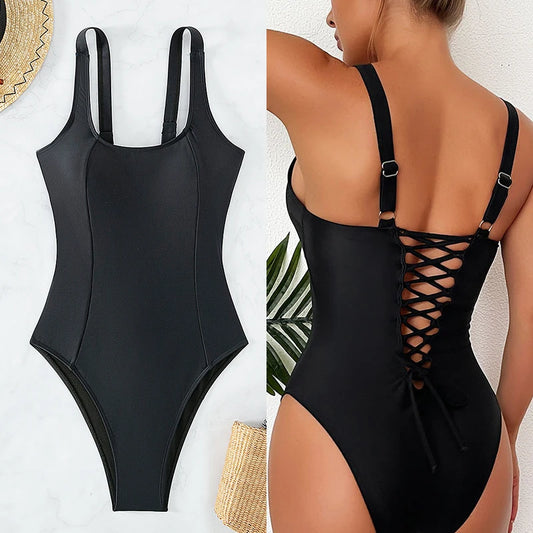 Sexy Black Strapped Swimwear