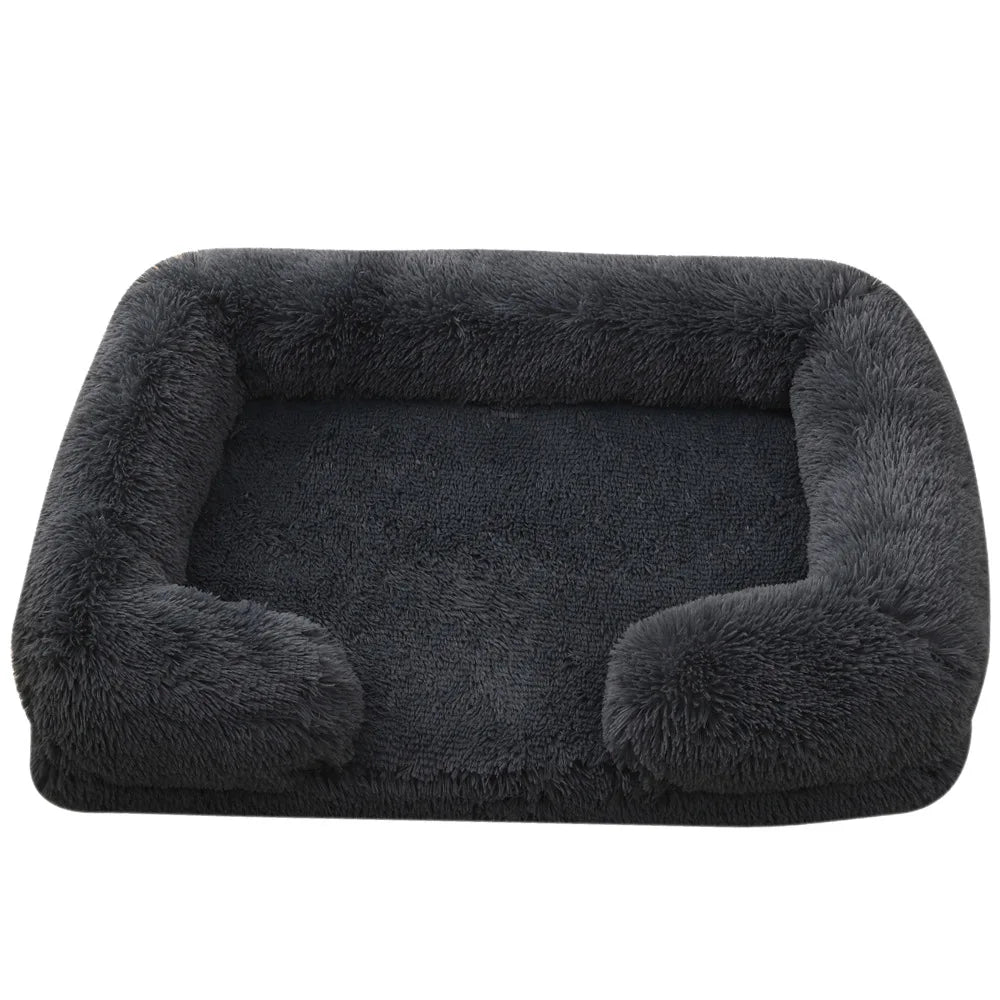 Half Surround Plush Dog Bed with Removable Cushion