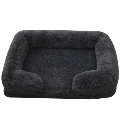 Half Surround Plush Dog Bed with Removable Cushion