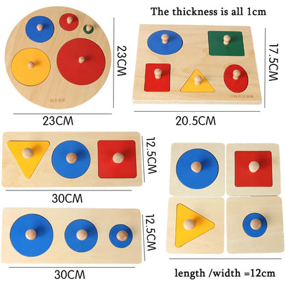 Wooden Montessori Geometric Shape Peg Puzzle