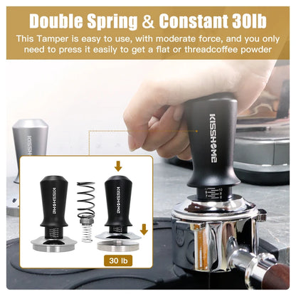 30lb Calibrated Coffee Tamper with Double Spring for Espresso Portafilters