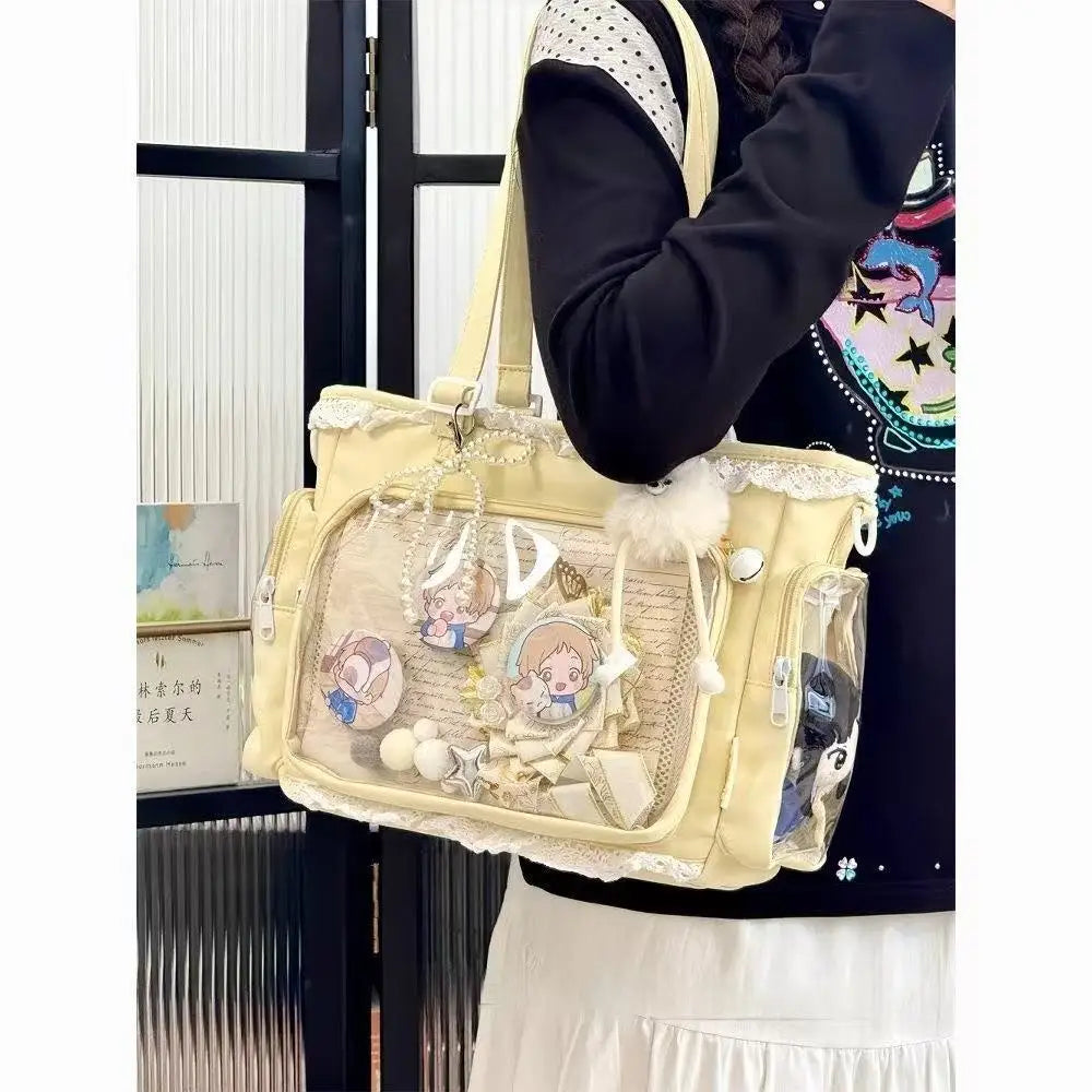 Large Canvas Ita Crossbody Tote Bag