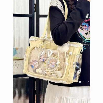 Large Canvas Ita Crossbody Tote Bag