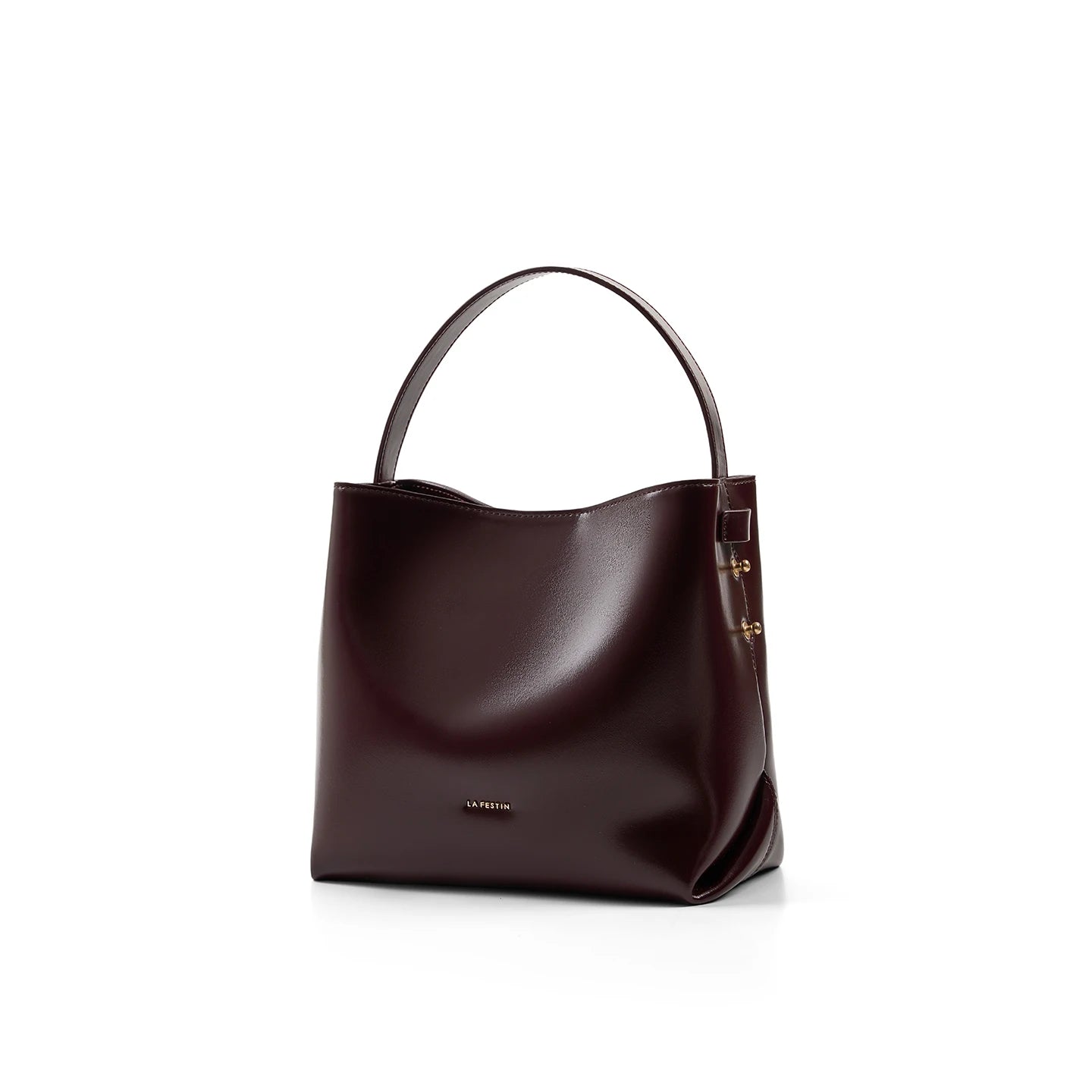 LA FESTIN Split Leather Bucket Tote Bag