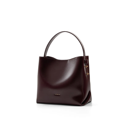 LA FESTIN Split Leather Bucket Tote Bag