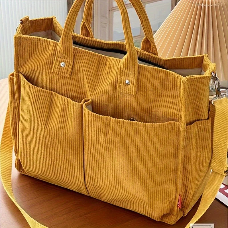 Women’s Corduroy Crossbody Tote Bag