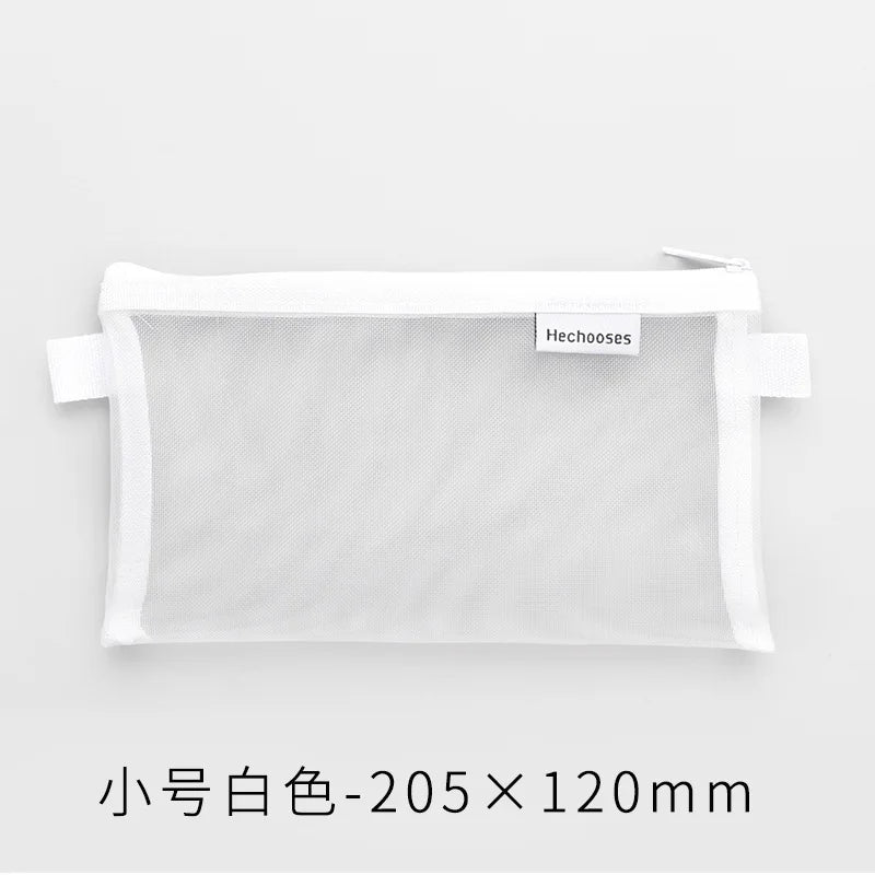 Large Capacity Transparent Mesh Pencil Case