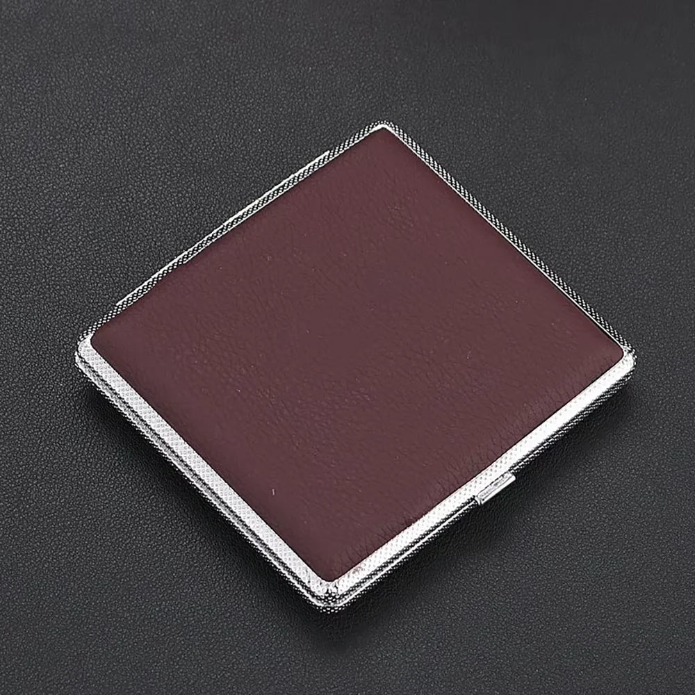 Leather & Stainless Steel Double-Opening Cigarette Case