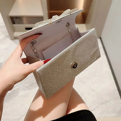 Rhinestone Bow Evening Clutch
