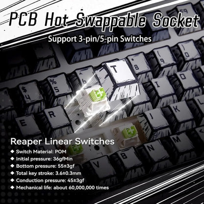 RGB Hot-Swappable Gaming Keyboard with PBT Comic Keycaps