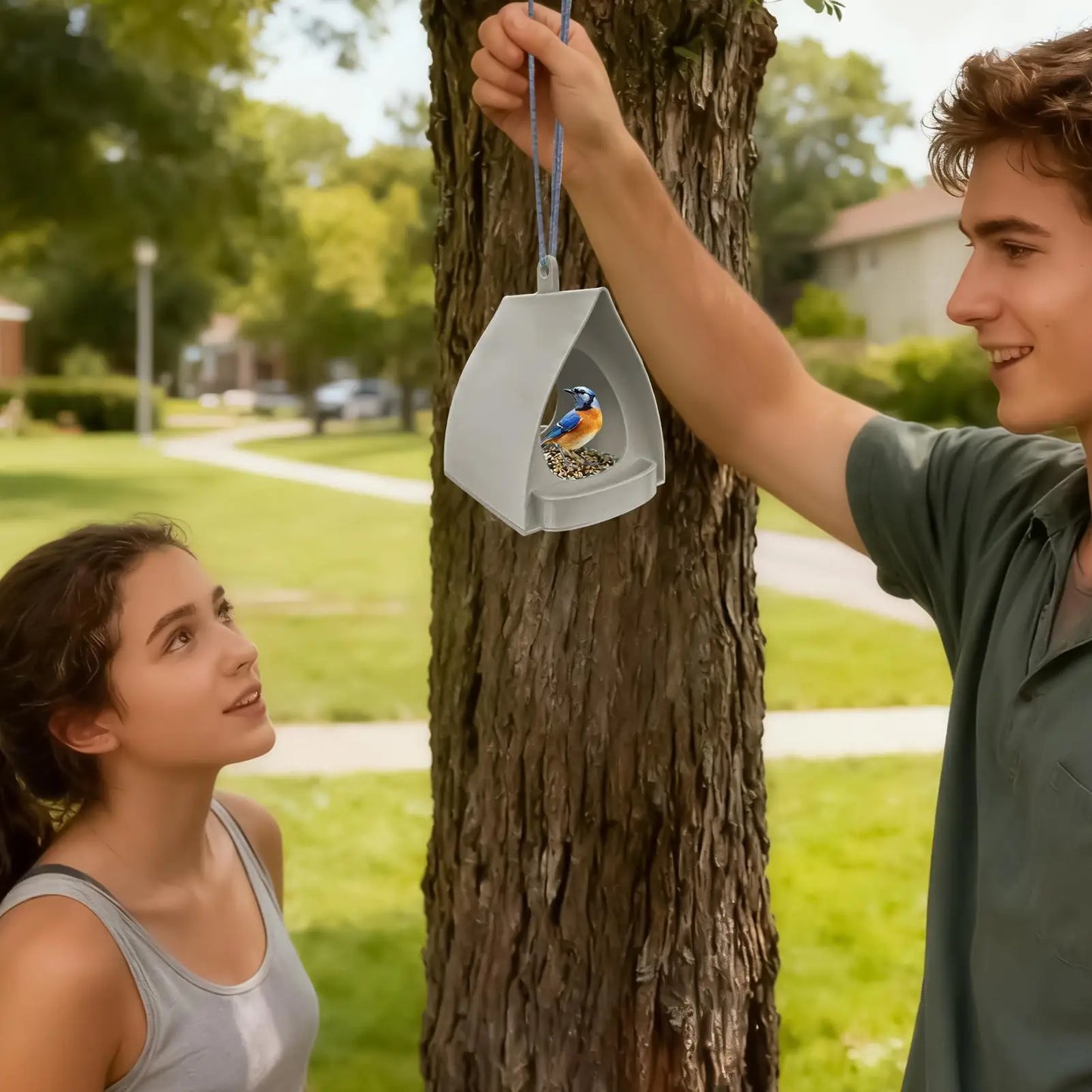Large Capacity Hanging Bird Feeder for Outdoor Gardens