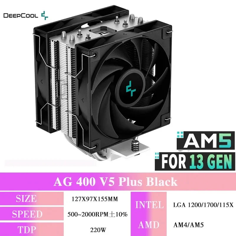 DEEPCOOL AG400 ARGB 4-Heatpipe CPU Air Cooler