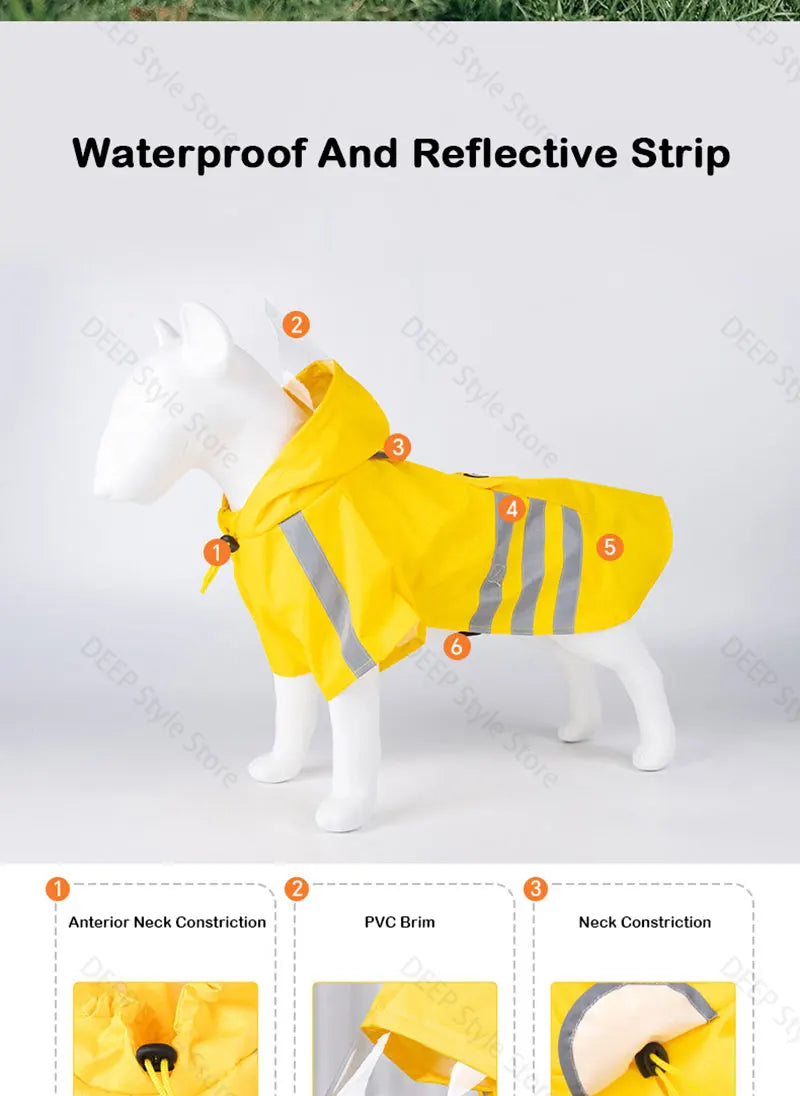 Waterproof Reflective Hooded Dog Raincoat