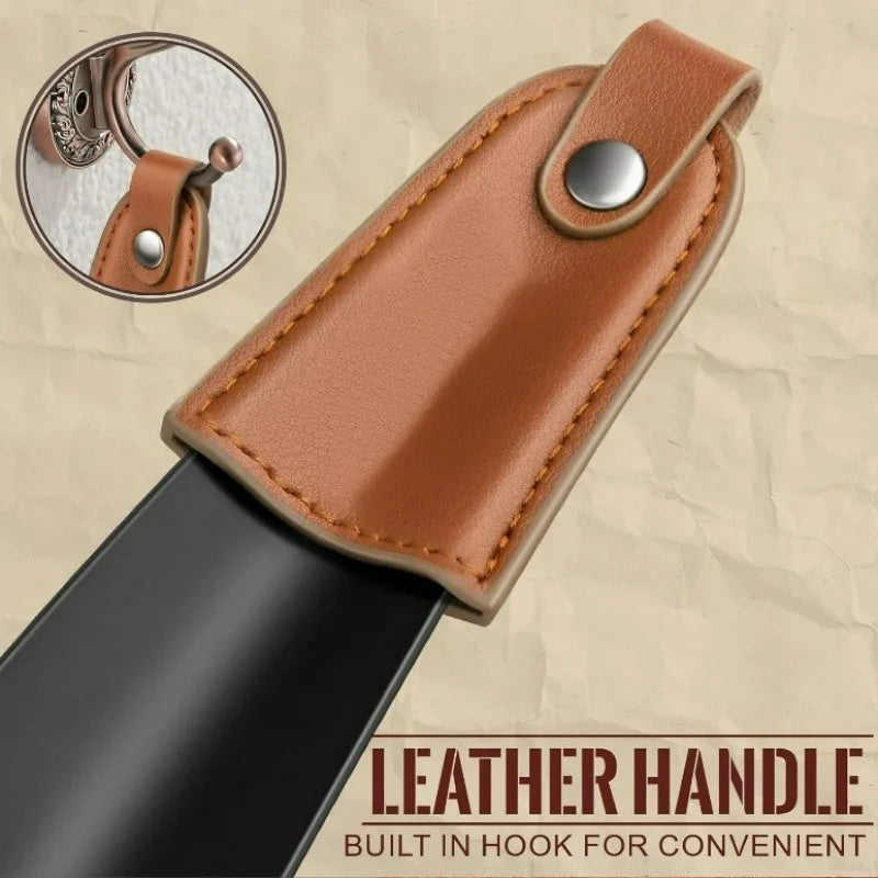 Stainless Steel Shoe Horn with Leather Handle