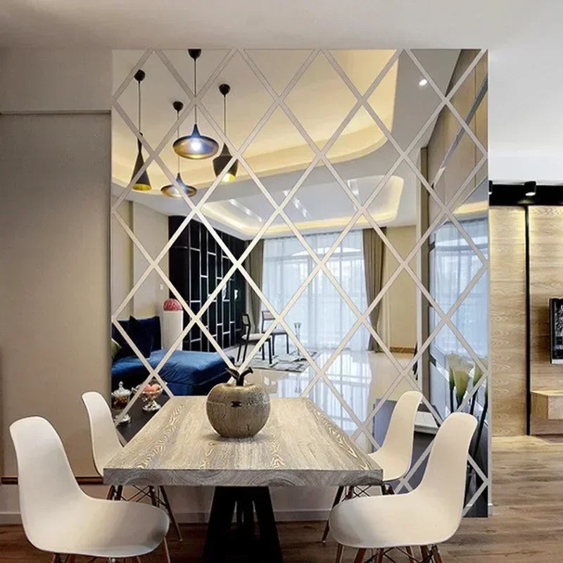 3D Diamond Acrylic Mirror Wall Stickers