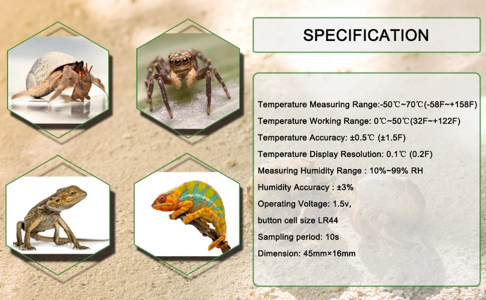 Reptile Thermometer & Humidity Gauge