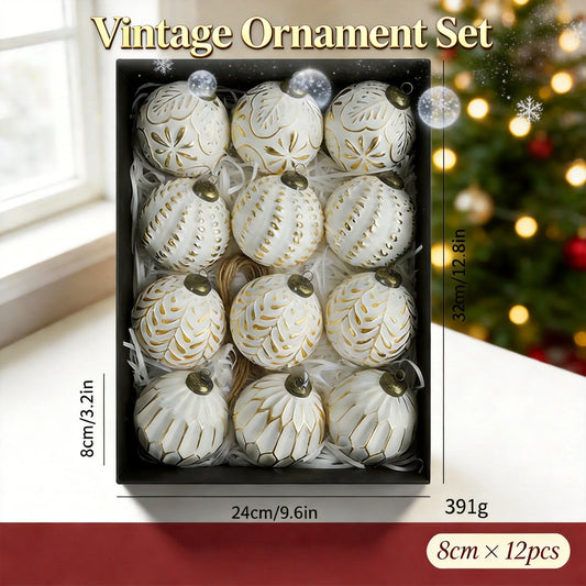 12-Piece Vintage Christmas Bauble Set