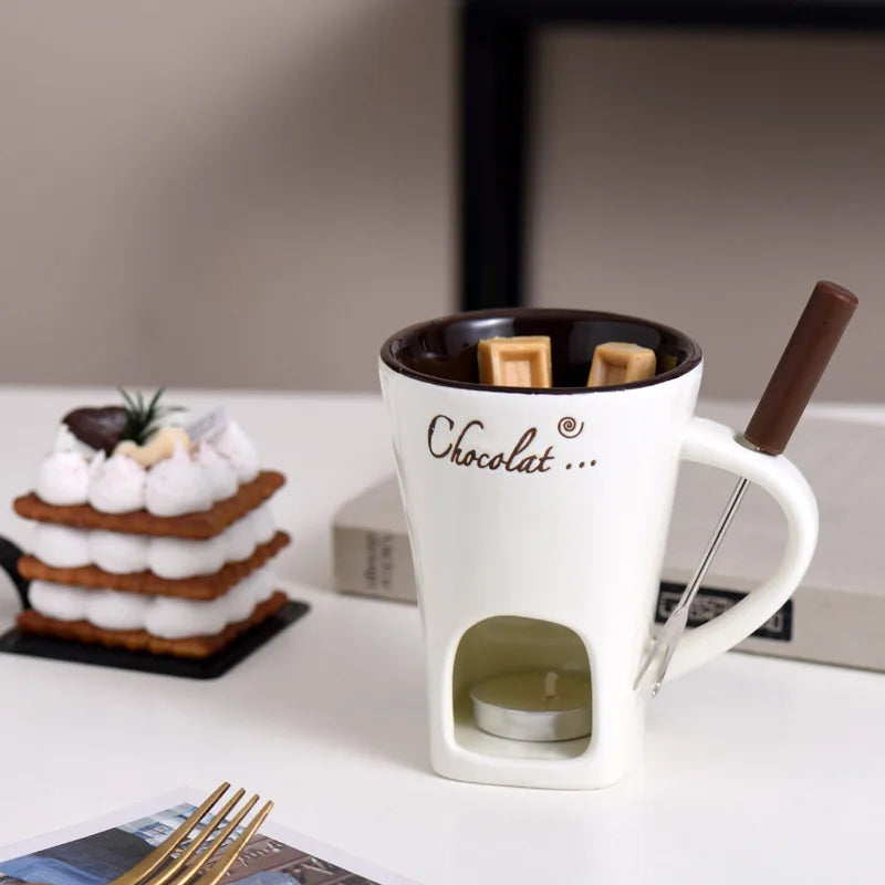 Ceramic Chocolate Fondue Mug Set