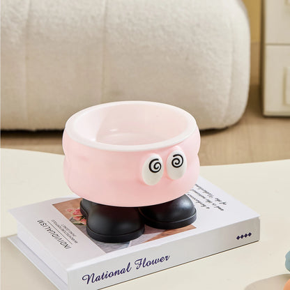 Elevated Stainless Steel Pet Bowl with Cartoon Design