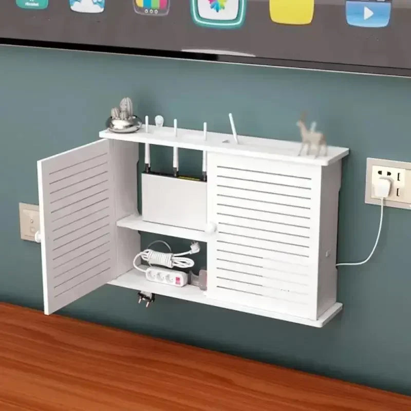 Wall Mounted WiFi Router & Cable Organizer Shelf