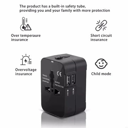 Universal Travel Power Adapter with Dual USB Ports