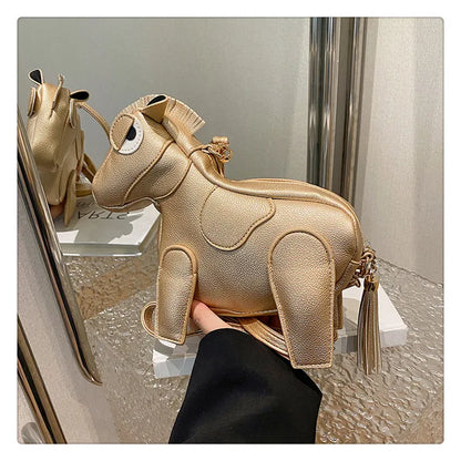 Horse-Shaped PU Leather Crossbody Shoulder Bag