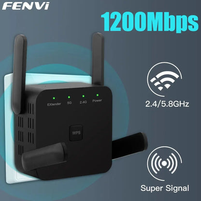 AC1200 Dual Band WiFi Range Extender – 1200Mbps Signal Booster
