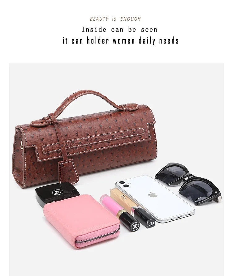 Ostrich Print PU Leather Shoulder Bag