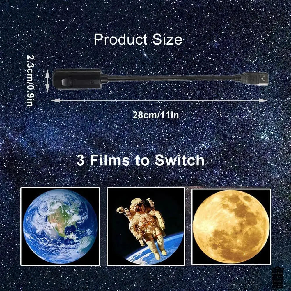 USB Moon & Earth Galaxy Projector Night Light