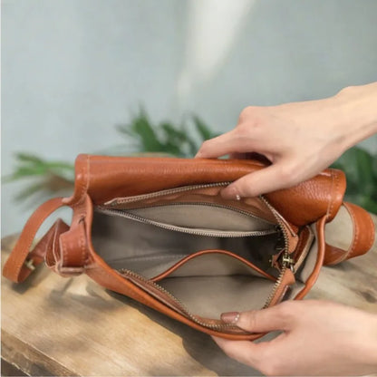 Genuine Leather Retro Saddle Crossbody Bag