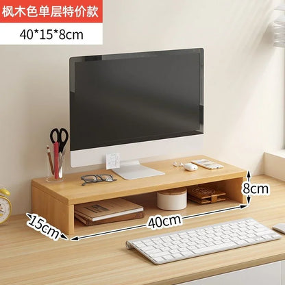 Wooden Monitor Stand with Storage Shelf