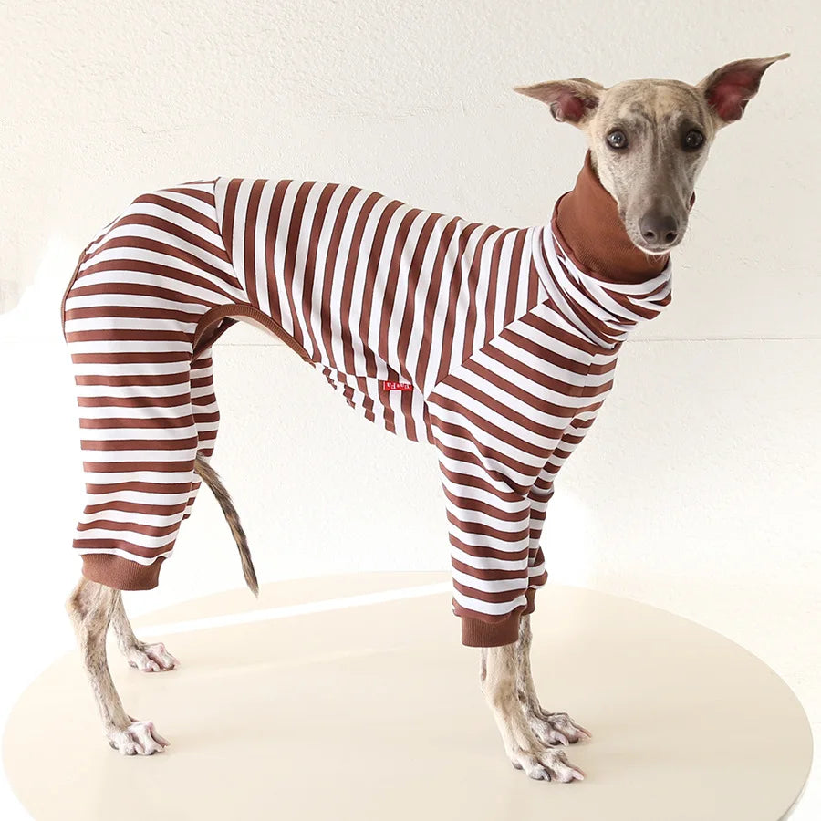 Striped Cotton Dog Pajamas for Italian Greyhounds & Whippets