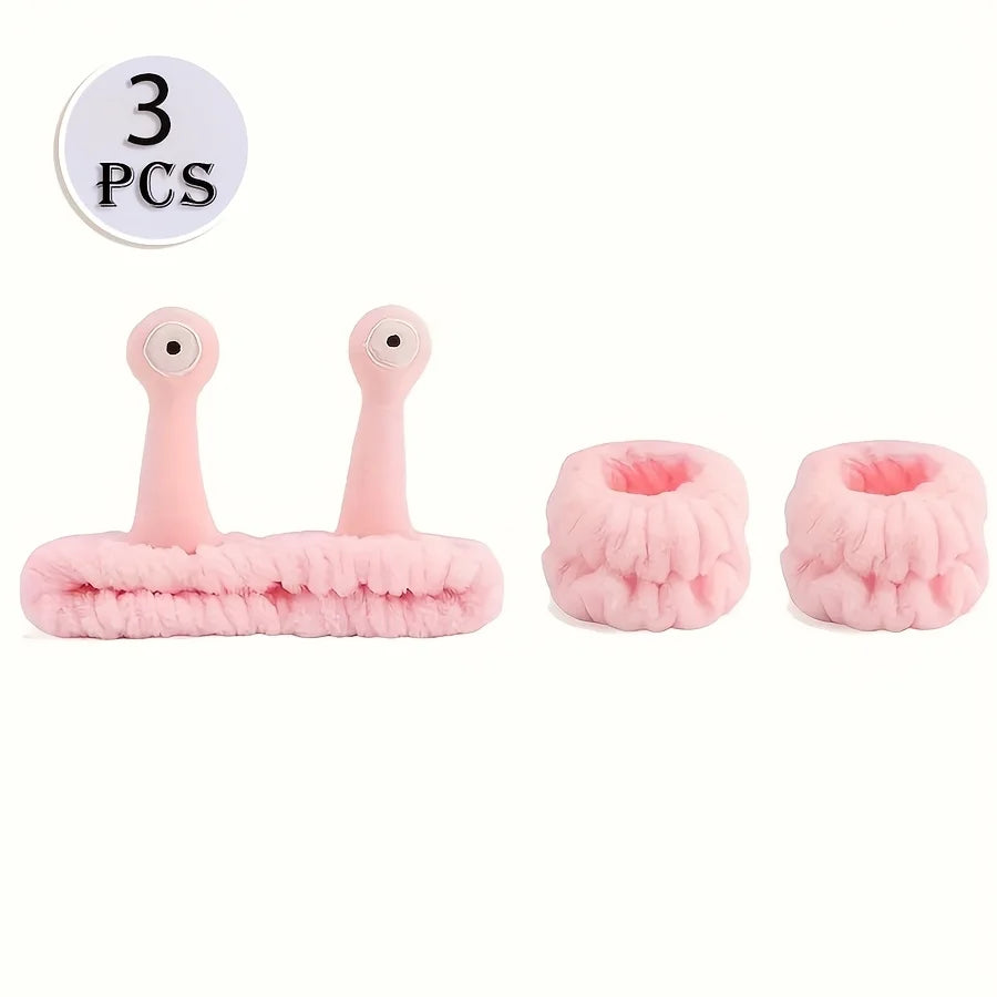 Coral Velvet Spa Headband & Wrist Towel Set