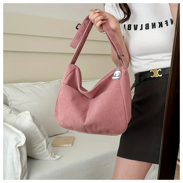 Corduroy Half Moon Shoulder Bag