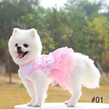 Dog Tutu Dress – Floral Summer Pet Skirt Outfit
