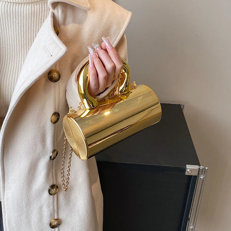 Golden Cylinder Evening Clutch