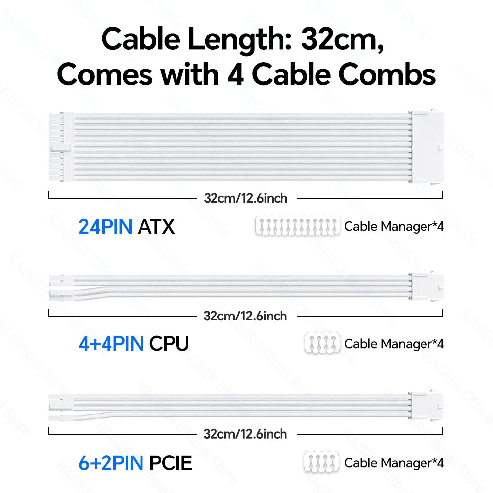 18AWG ATX PCIe & CPU PSU Extension Cable Set