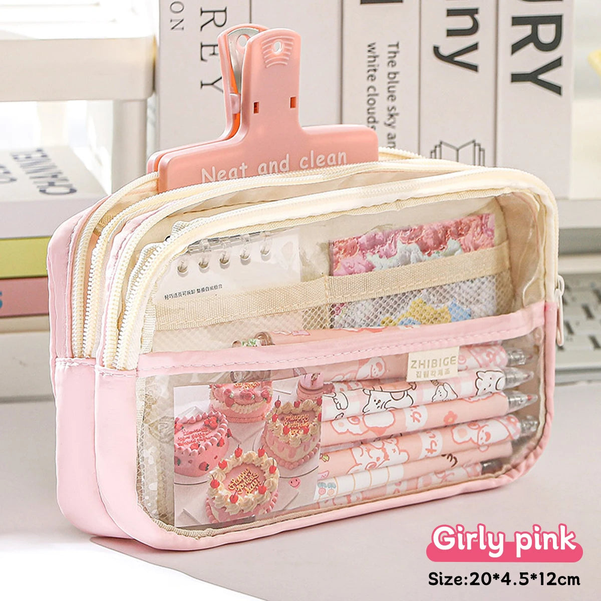 Transparent Four-Layer Pencil Bag