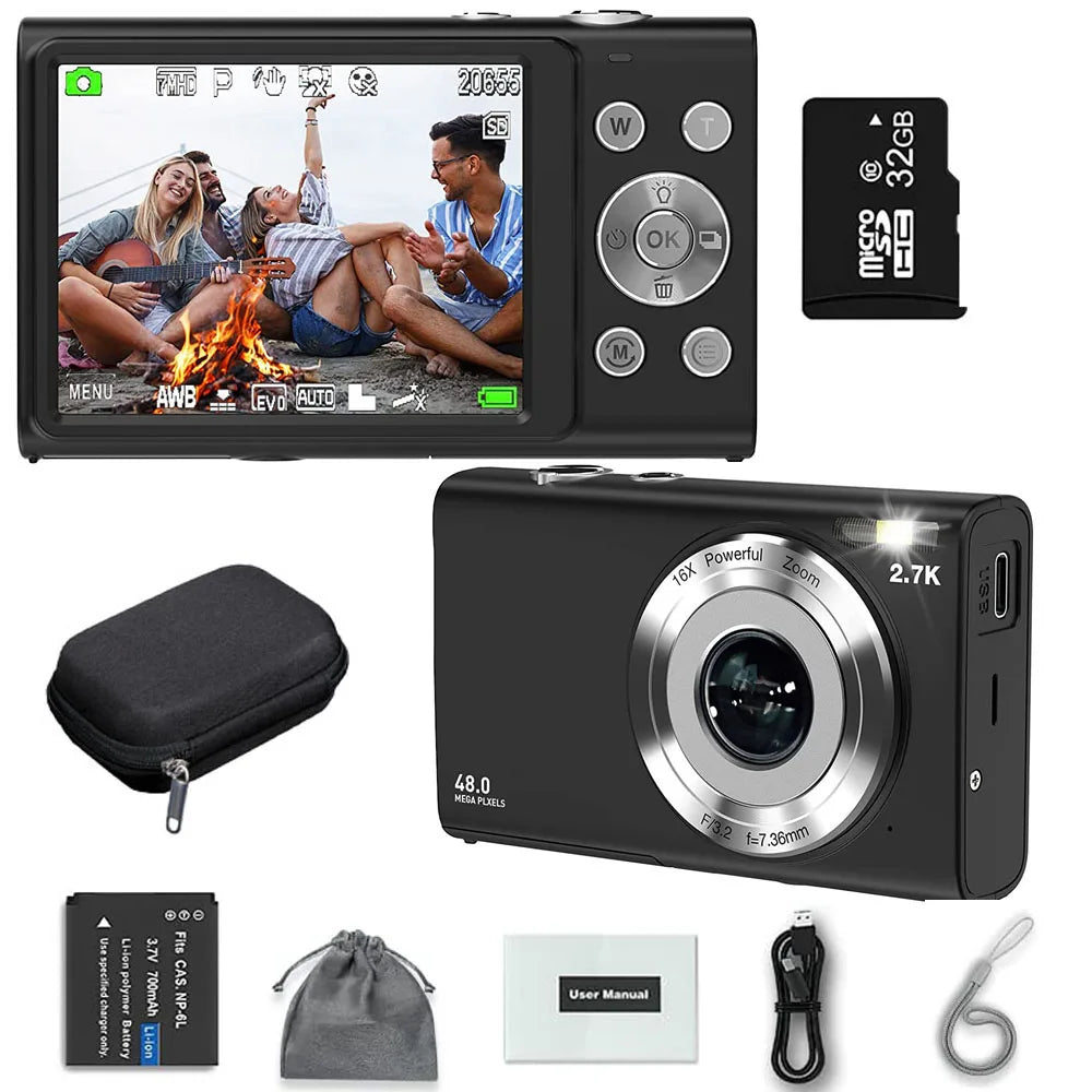 4K Autofocus Digital Camera with 48MP Photos & 2.8” IPS Screen