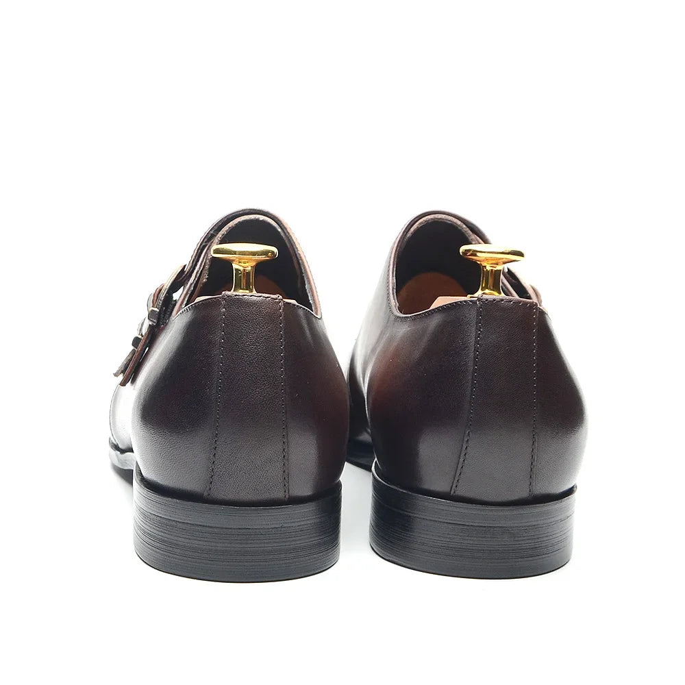 Italian Style Luxury Genuine Leather Monk Strap