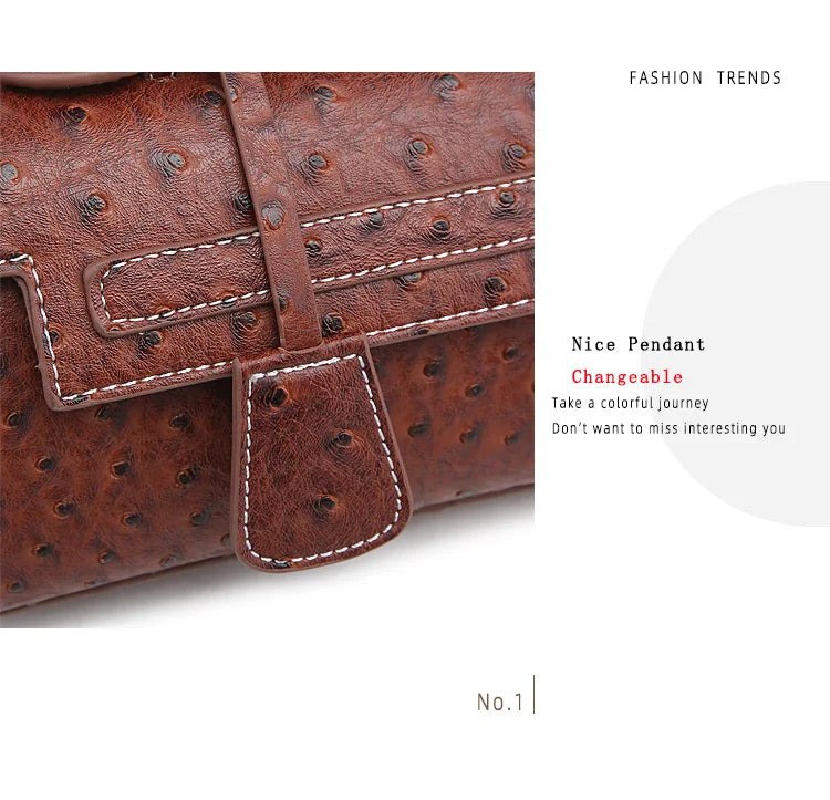 Ostrich Print PU Leather Shoulder Bag