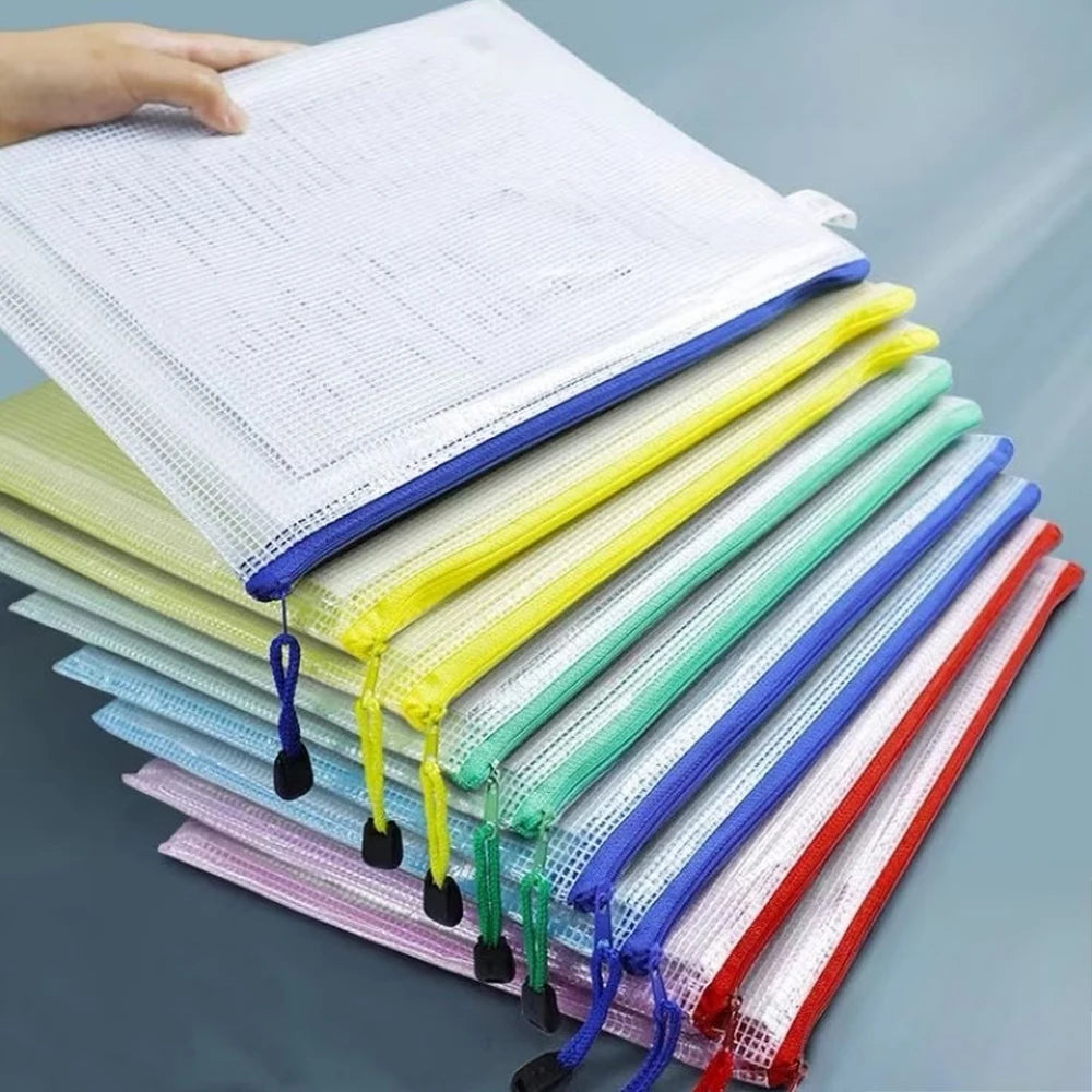 Mesh Zipper Document Pouch Set
