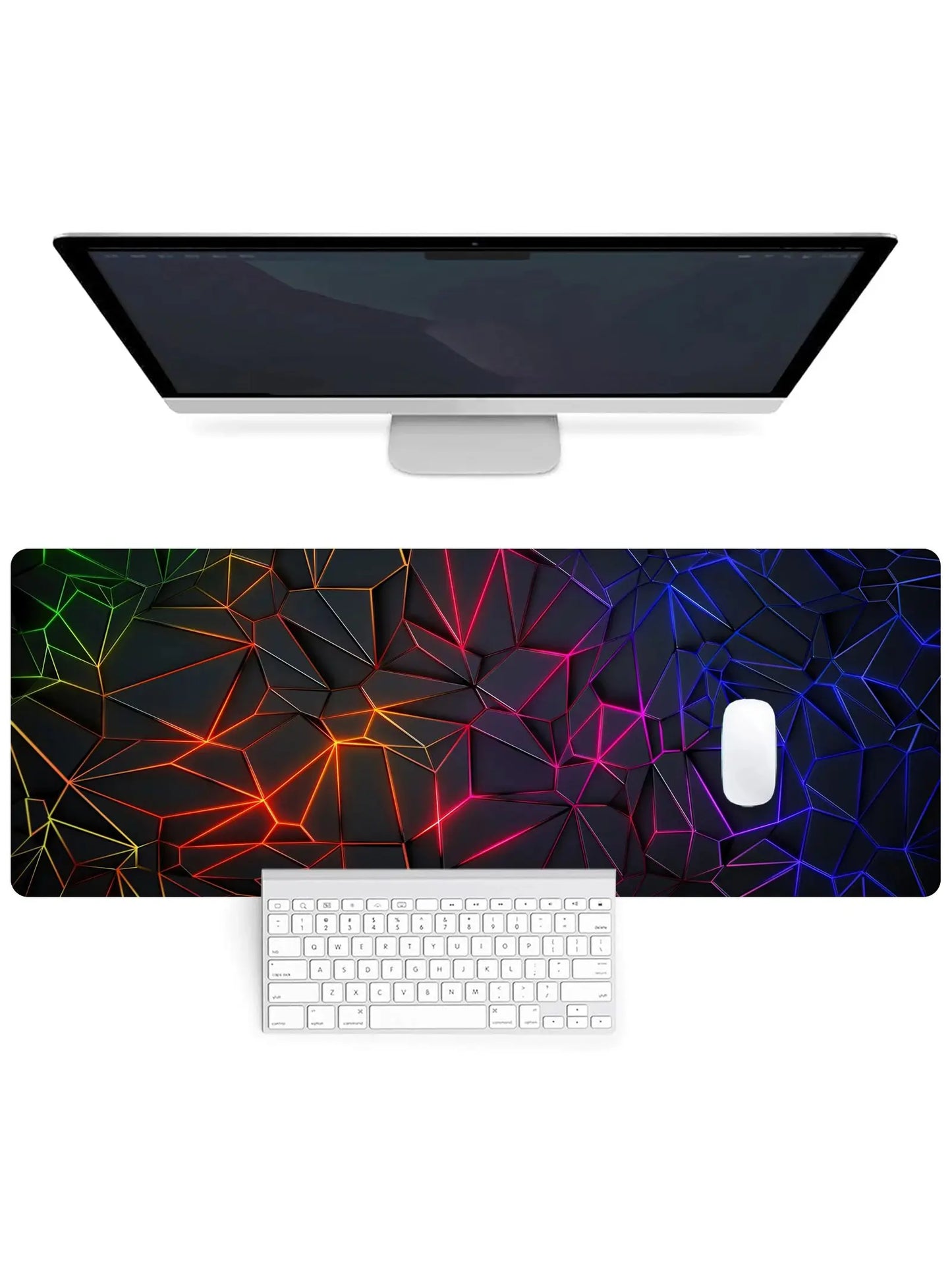 Extended Geometric Gaming Mouse Pad with Non-Slip Base