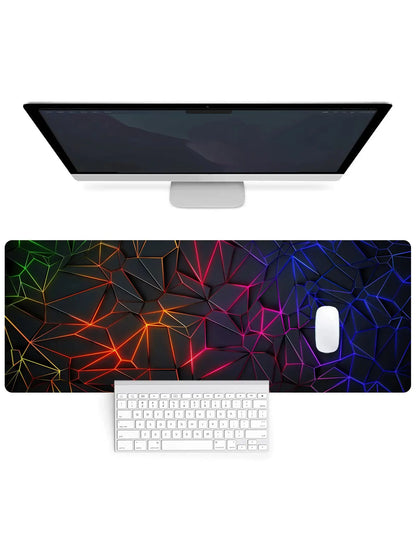 Extended Geometric Gaming Mouse Pad with Non-Slip Base