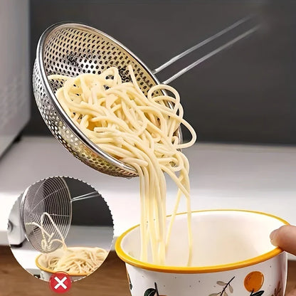 Stainless Steel Fine Mesh Skimmer Spoon with Wooden Handle